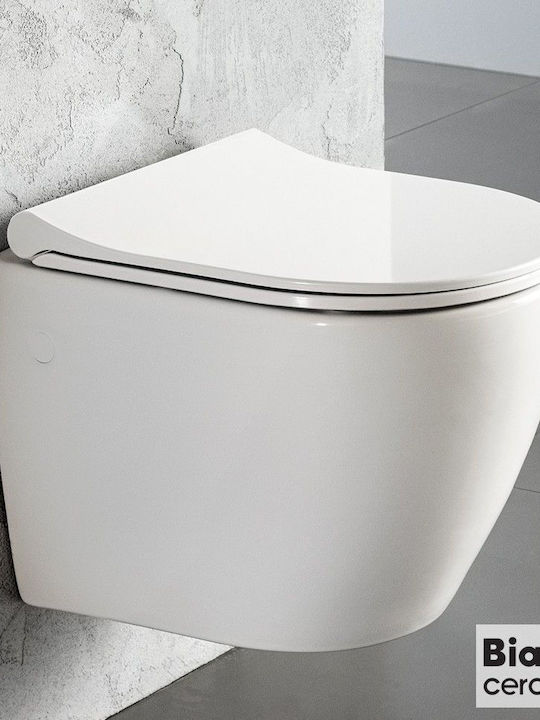 Bianco Ceramica Vito Λεκάνη Κρεμαστή με Slim Κάλυμμα Soft Close Λευκή