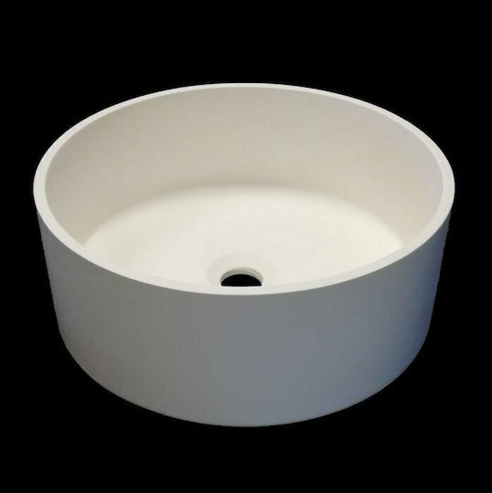S19 Solid Surface Επικαθήμενος Νιπτήρας από Συνθετικό Υλικό 40x40cm Λευκός