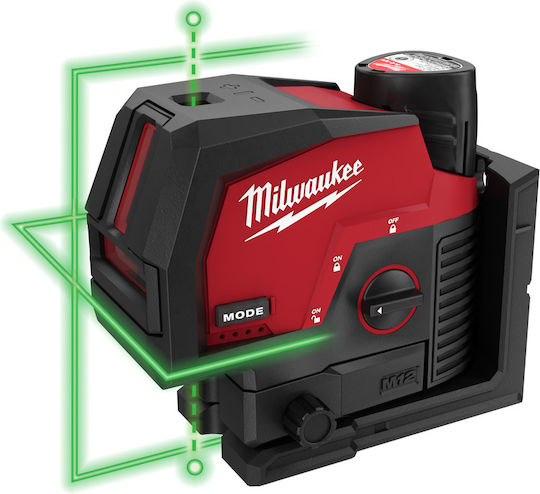 Milwaukee M12 Cllp301c Αυτορυθμιζόμενο Γραμμικό Αλφάδι Laser Πράσινης Δέσμης 12V με Εύρος Εργασίας 38m