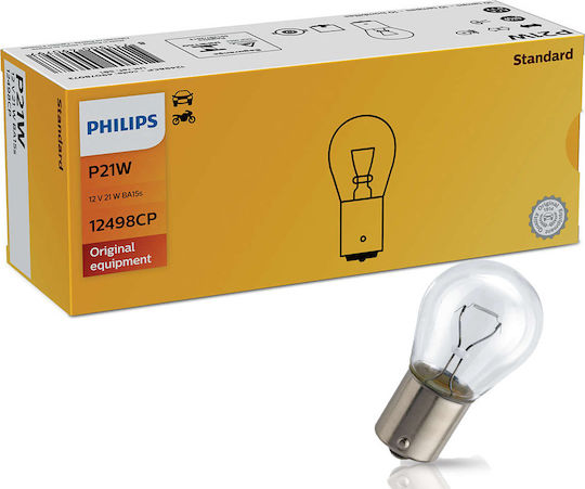 Philips Λάμπα Αυτοκινήτου & Μοτοσυκλέτας P21W-BA15S-1156 12V 21W 1τμχ