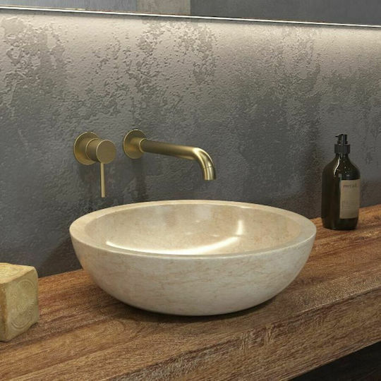 Karag Elena Επικαθήμενος Νιπτήρας Πέτρινος 40x40x12cm Cream