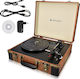 Navaris Turntable Vinyl Record Player Retro Suitcase 45272.01 Кутия за риболовни принадлежности Грамофон с Предусилвател и Вградени говорители Кафяв