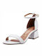 Vizzano Women's Sandals 6428-104 with Ankle Strap White with Chunky Medium Heel 6428.104