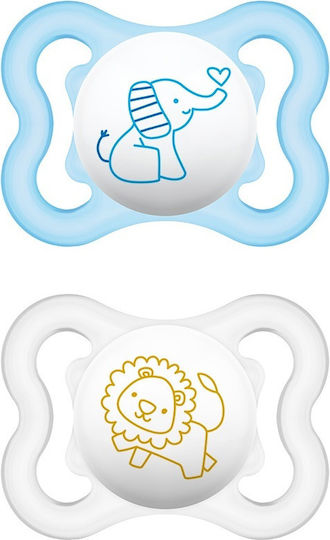 Mam Air Orthodontic Pacifiers Silicone Elephant - Lion - Light Blue - Beige for 2-6 months 2pcs