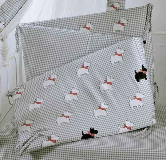 Down Town Home Sateen Dog Crib Bumpers Classic Inside Gray 39x187cm