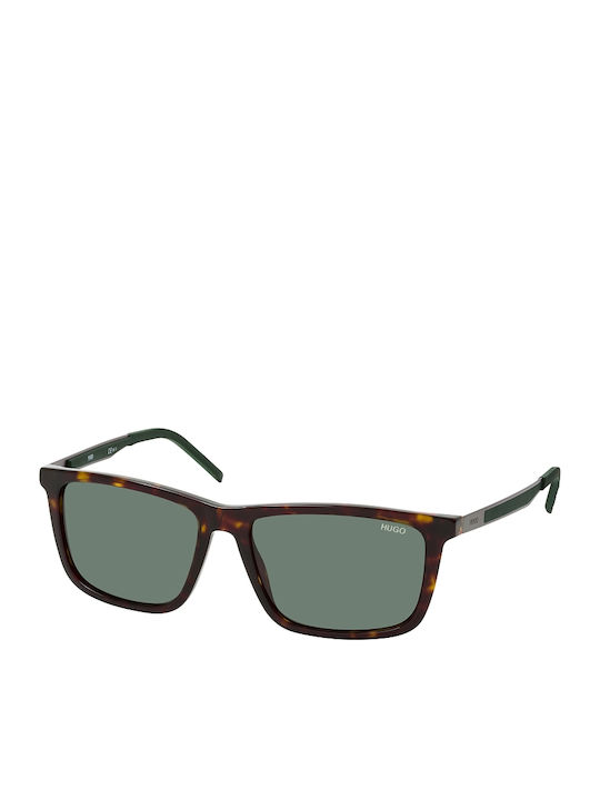 Hugo Boss Men's Sunglasses with Brown Tartaruga Plastic Frame and Green Lens HG 1139/S 086/QT