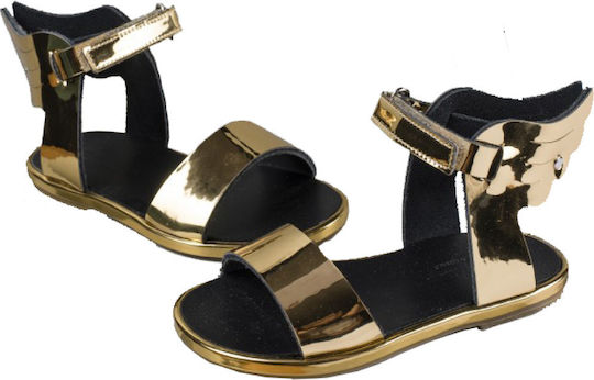 Babywalker Ermis Black-Gold Baptism Leather Sandals PB/0024