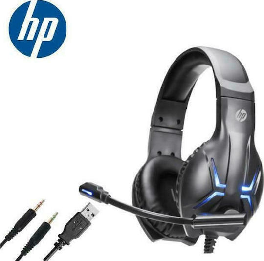 HP DHE-8001 Надушници Мултимедийни слушалки с микрофон и връзка 3,5 мм жак / USB-A в Син цвят