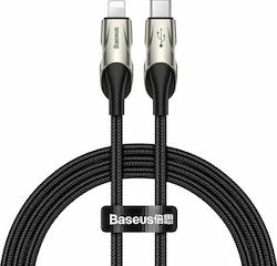 Baseus Durable LED / Braided USB-C to Lightning Cable 18W Μαύρο 1m (CATLYY-01)