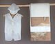 O nounos Christening Oilcloths Set with Navy Pattern White-Brown 3 Pieces