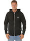 Converse Embroidered Men's Sweatshirt Jacket with Hood and Pockets Black