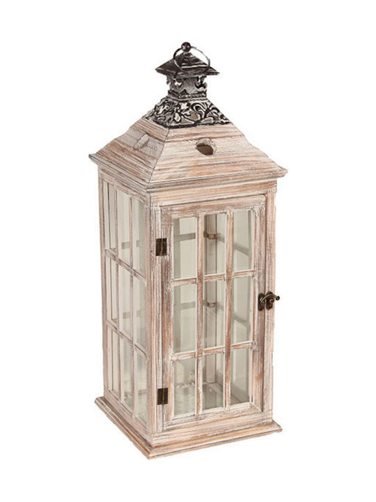 Keskor Lantern Wooden Beige 20x20x53εκ. 1pcs