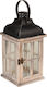 Keskor Lantern Wooden Tabletop Beige 13x13x28εκ. 1pcs