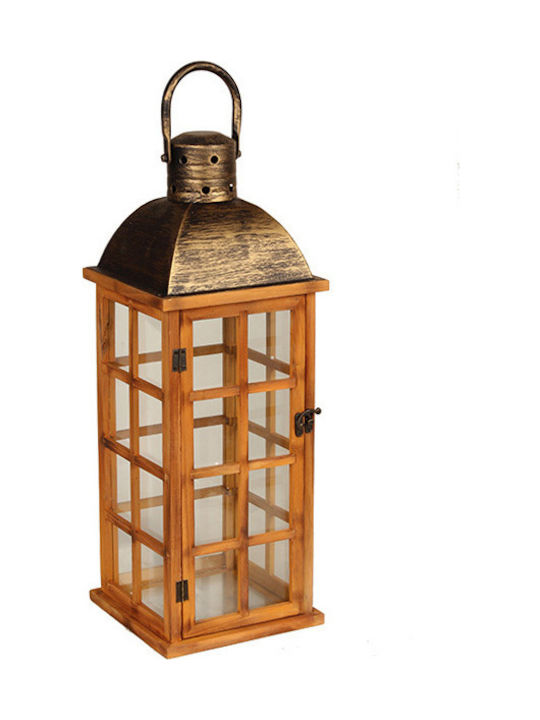 Keskor Lantern Wooden Floor Brown 19.5x19.5x54εκ. 1pcs