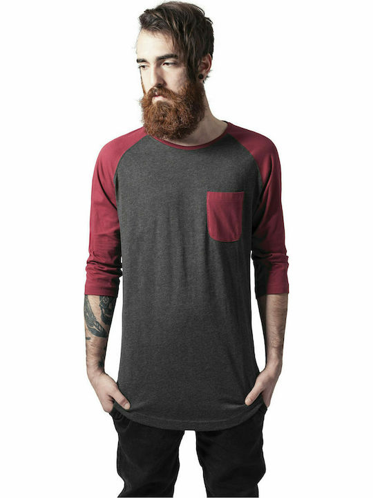 Urban Classics Herren Langarmshirt Gray / Bordeaux