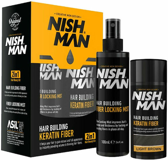 NISHMAN Σετ Κάλυψης Αραίωσης Μαλλιών με Κερατίνη Hair Building 21gr