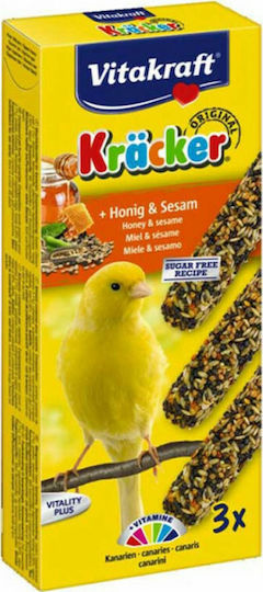 Vitakraft Kräcker Trio-Mix Vogelfutter in Stick für Kanarische Inseln Sticks Honig / Sesam 3 Stück 100g