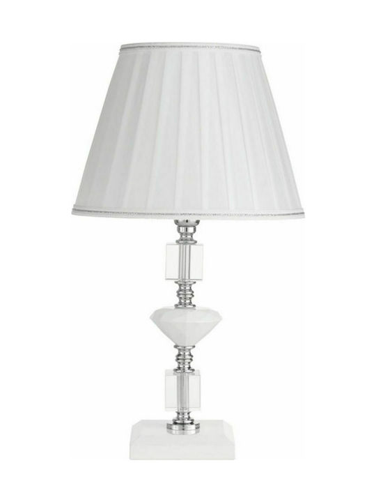 Ondaluce Crystal Table Lamp for Socket E14 with White Shade and Base