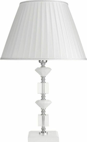 Ondaluce Crystal Table Lamp for Socket E27 with White Shade and Base