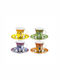 Art et Lumiere Perfect Set of Cups Espresso Enamel Multicolored 90ml 4pcs