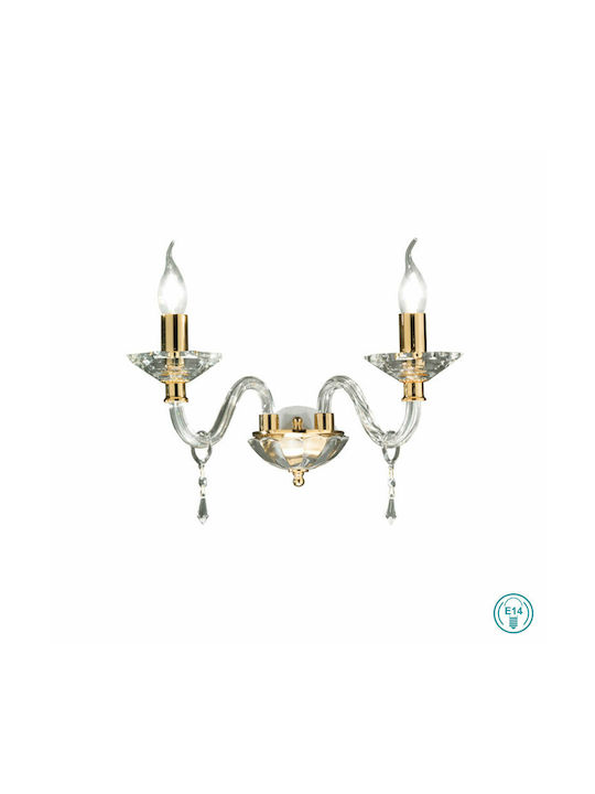Ondaluce Classic Lamp Wall with Socket E14 Gold 31x25x25cm