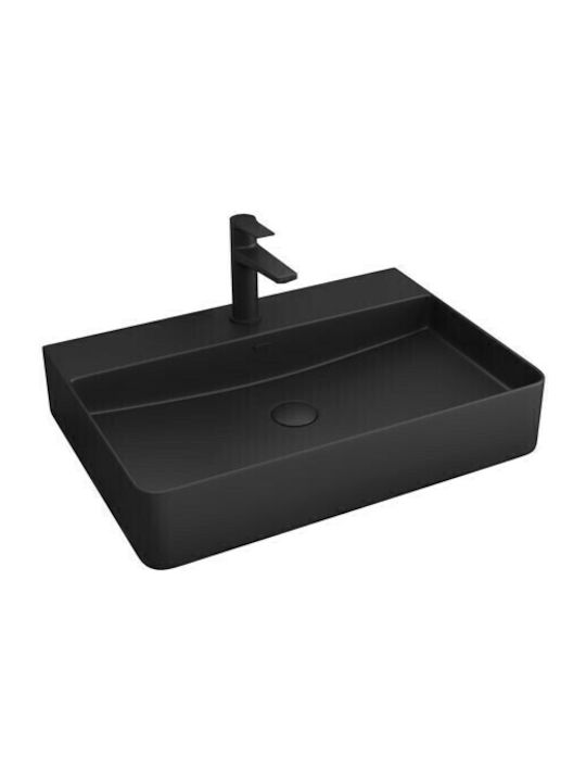 Karag LT 2173 Επικαθήμενος Νιπτήρας Πορσελάνης 50x42cm Black Matt