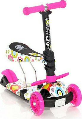 Lorelli Kids Scooter Foldable Smart 2021 3-Wheel with Seat for 3+ Years Pink