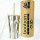 Boobam Recyclable Glass Thermos Stainless Steel BPA Free 450ml Silver with Straw