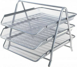 Osco Filing Tray Metallic with 3 Shelf Gray