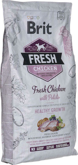 Brit Fresh Chicken Healthy Growth 12kg Dry Food Grain-Free for Puppies with Chicken and Potatoes