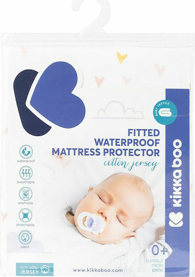 Kikka Boo Hearts Fitted Waterproof Bed Mattress Protector Cotton 70x140cm