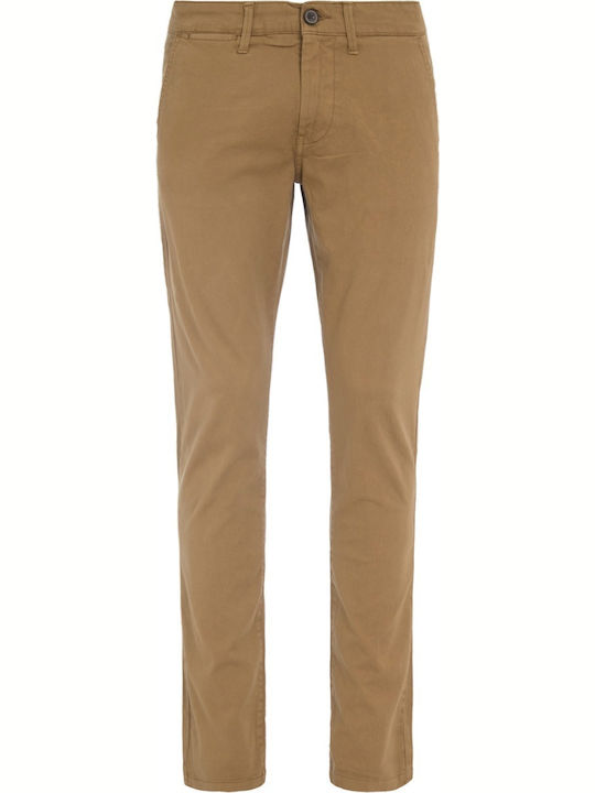 Charly Men's Chinos Elastic Slim Fit Brown Pants