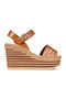 Women's Leather Platform Shoes Tabac Brown