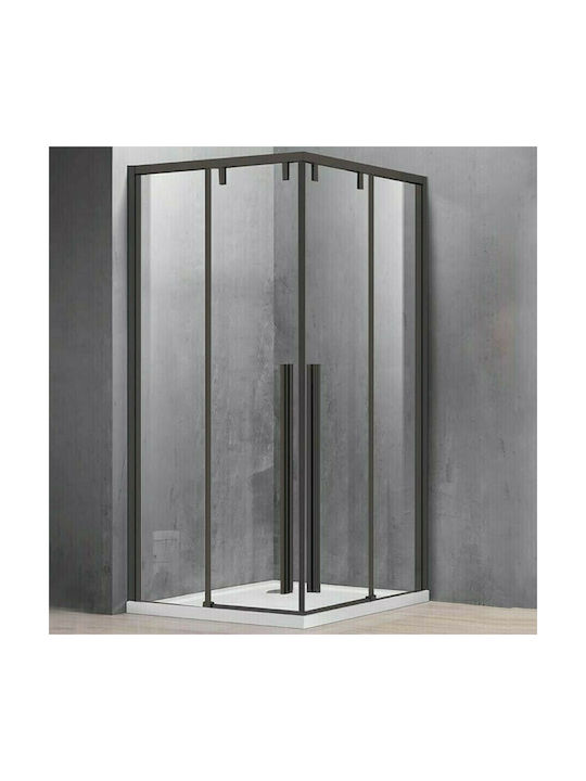 Karag Santorini 100 NR-10 Cabin for Shower with Sliding Door 80x80x200cm Clear Glass Nero