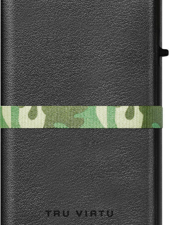 Click & Slide Leather Men's Wallet Cards with RFID and Slide Mechanism Black