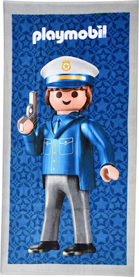 Stamion Playmobil Policeman Παιδική Πετσέτα Θαλάσσης Μπλε 150x75εκ.