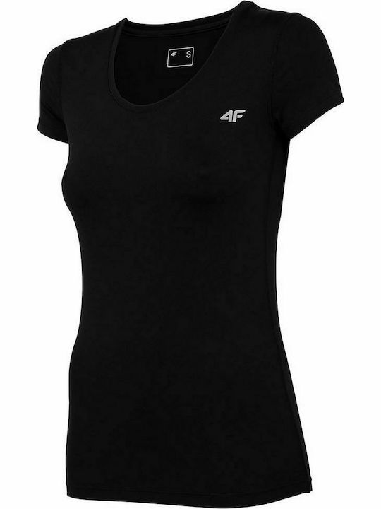 4F Femeie Sport Bluză Mâneci scurte Neagră