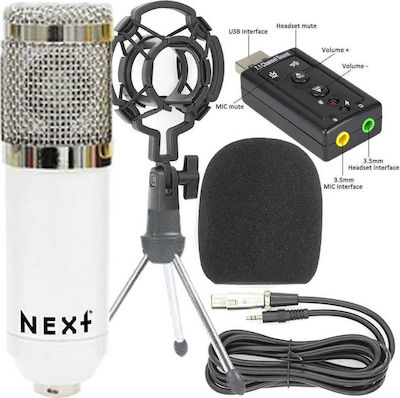 Next Condenser (Large Diaphragm) XLR Microphone Kit Shock Mounted/Clip On Mounting in White Color