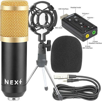 Next Condenser (Large Diaphragm) XLR Microphone Kit Shock Mounted/Clip On Mounting in Gold Color