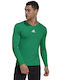 Adidas Team Base Men's Athletic Long Sleeve Blouse with V-Neck Green
