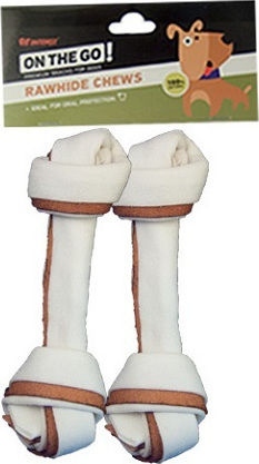 Pet Interest On The Go Rawhide Chews Knochen Knoten für Hunde Natürlich 20cm 2Stück