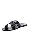 Joseei Leather Women's Flat Sandals in Black Color