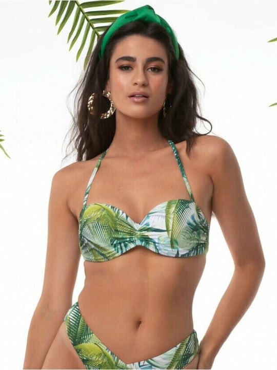 Rock Club BP-2169 Strapless Bikini Top Floral Πράσινο