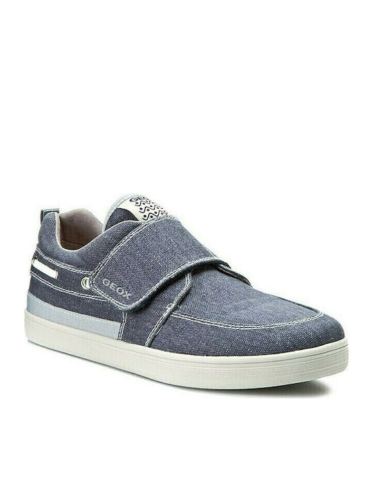 Boys Fabric Moccasins with Velcro Kiwi Navy Blue J52A7G 00010 C4002