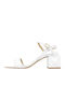 Gianna Kazakou Stanice Women's Sandals of Patent Leather with Chunky Medium Heel In White Colour