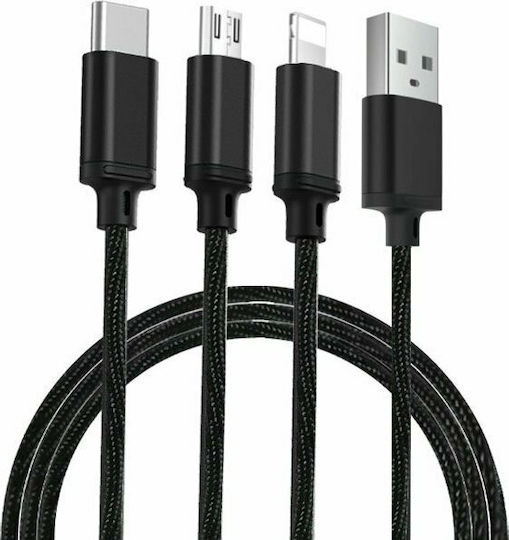 Remax Agile 3in1 RC-131th Braided USB to Lightning / Type-C / micro USB 1m 2.8A Cable (20305)