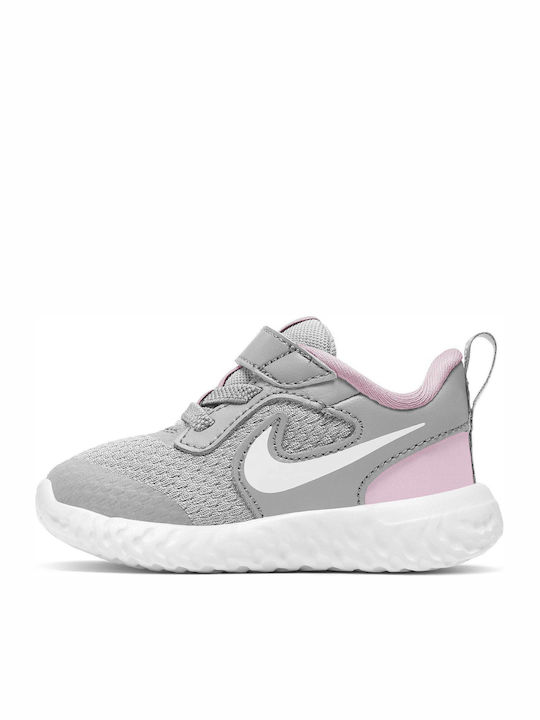 Revolution Revolution 5 Kids Sports Shoes Running with Hoop & Loop Closure Photon Dust / White / Pink Foam