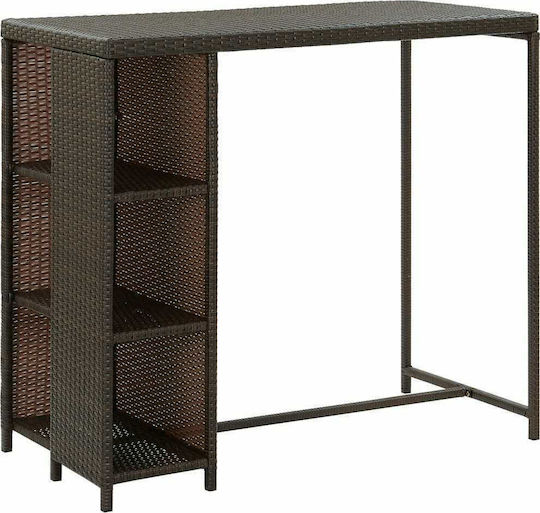 Tisch Bar für Außenbereich Rattan Stabil Brown 120x60x110cm