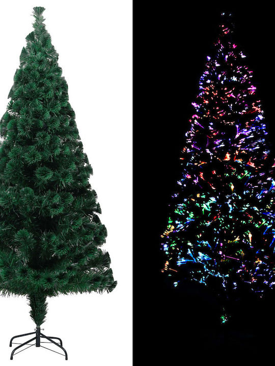 Χριστουγεννιάτικο Δέντρο Πράσινο 240εκ με Μεταλλική Βάση και Φωτισμό Οπτικών Ινών