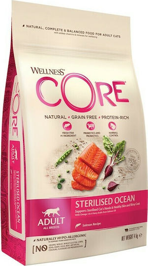 Wellness Core Sterilised Ocean Dry Food Grain-Free for Adult Sterilized Cats with Sensitive Urinary with Salmon 4kg